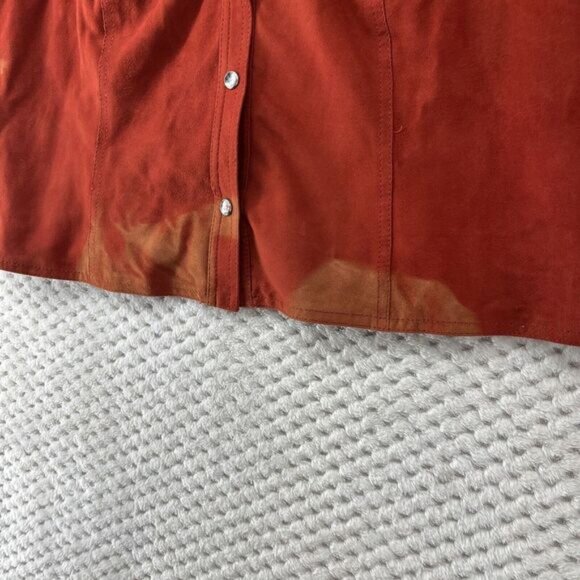 Double D Ranch Suede Western Shirt Rhinestone Embellished Rust Size M‎ - Picture 4 of 12